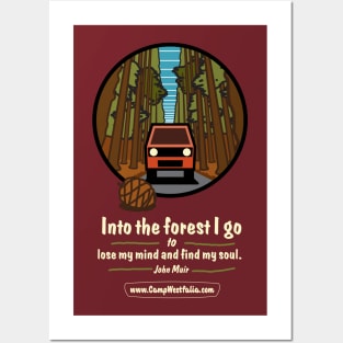 Campervan in Redwood Forest, dark Posters and Art